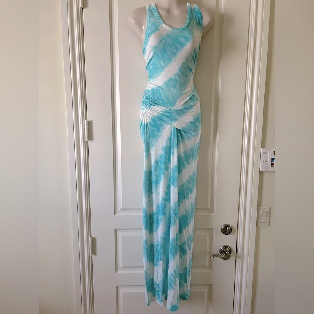 YOUNG FABULOUS & BROKE Blue And White 'Hampton' Maxi Racerback Dress Size S
